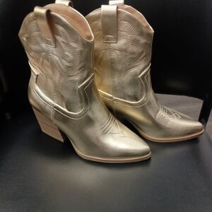 Soda Metallic Gold Ankle Booties